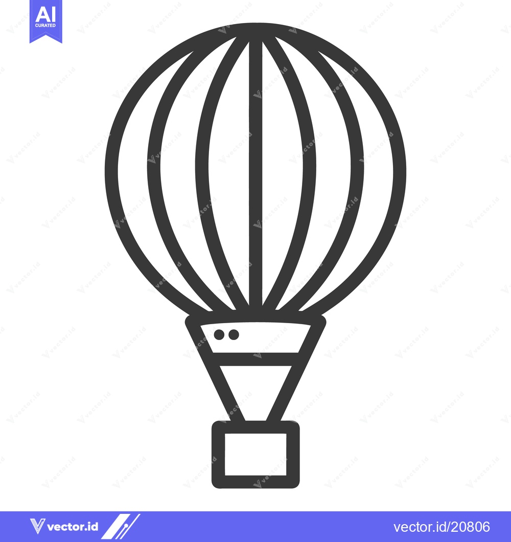 Premium Vector of A Simple Outline Illustration Depicting a Hot Air Balloon