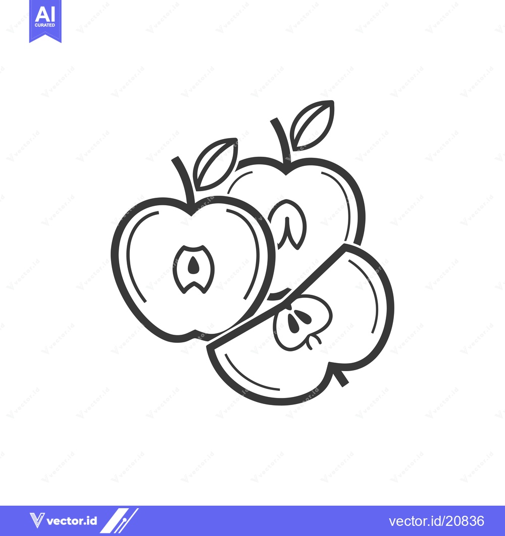 Premium Vector dari A whole apple with a slice removed and a half-eaten apple