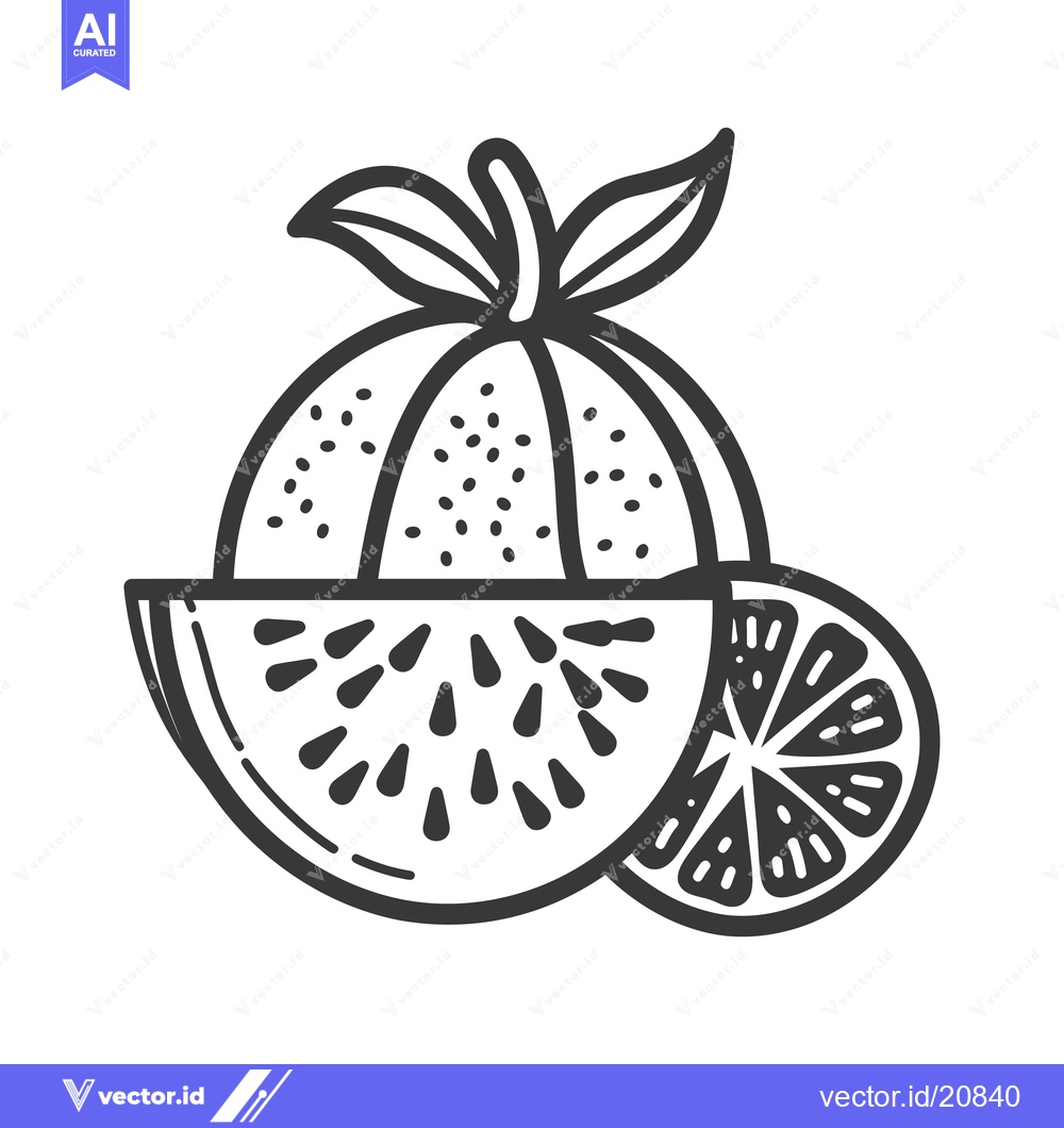 Premium Vector dari A whole orange, a watermelon slice, and a lemon slice