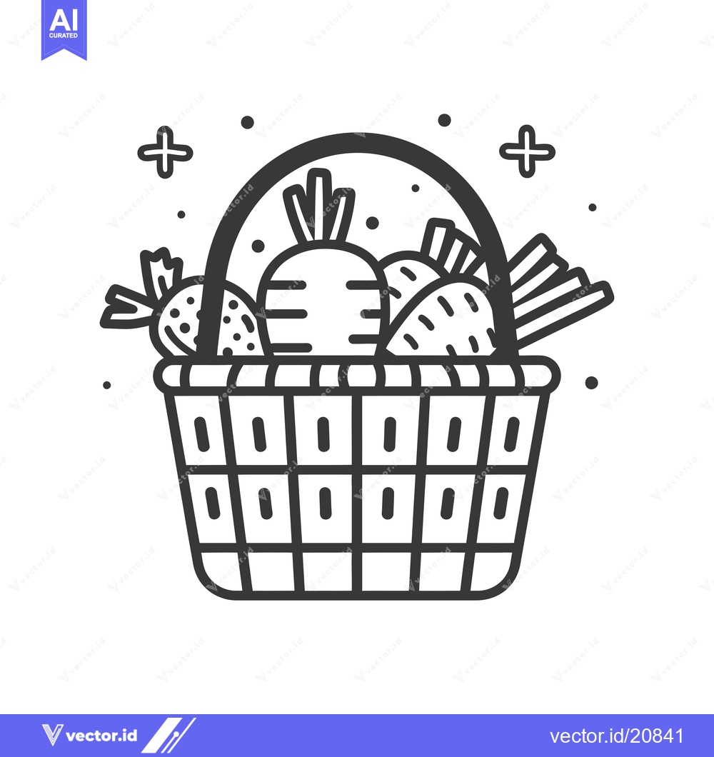 Premium Vector dari A Wicker Basket Filled with Carrots and Green Onions