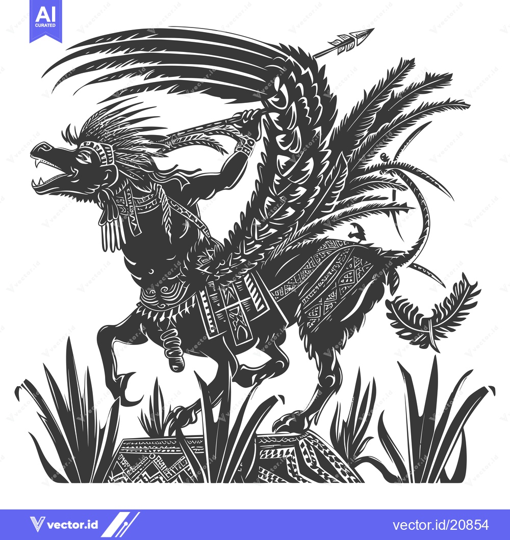 Premium Vector dari A Winged, Feathered Creature With a Humanoid Rider