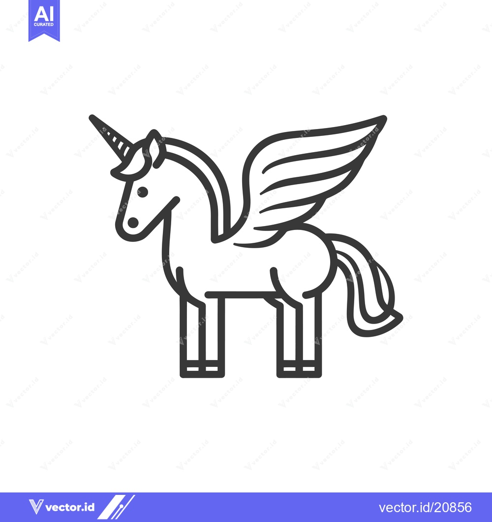 Premium Vector of A winged unicorn with a spiral horn standing on all fours