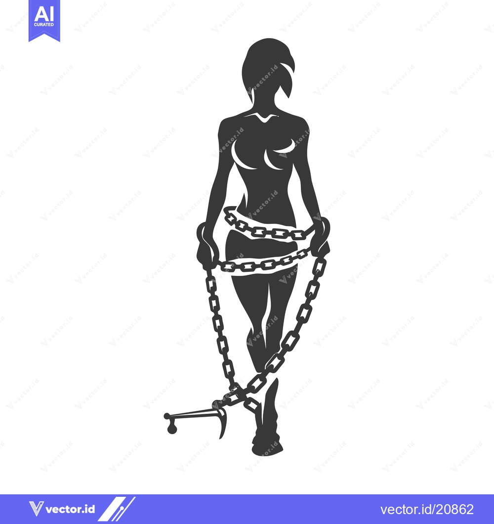 Premium Vector of A woman bound with chains around her ankles and wrists