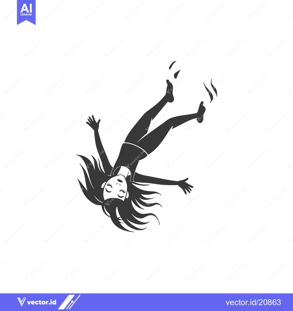 Premium Vector dari A Woman Falling Head Over Heels with a Calm Expression