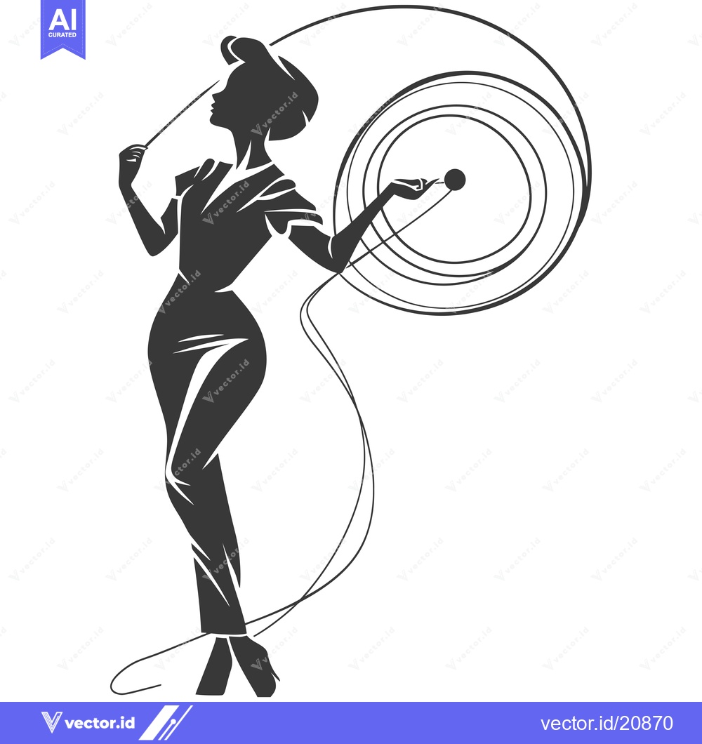 Premium Vector of A Woman in a Dress Holding a Baton With a Swirling Line Behind Her