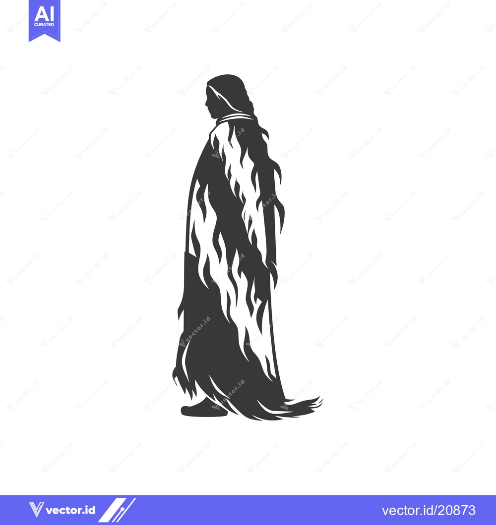 Premium Vector of A woman in a flowing robe with fire-like patterns