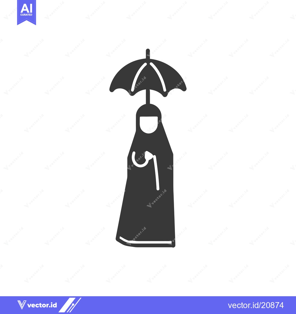 Premium Vector dari A Woman in a Hijab Holding an Umbrella