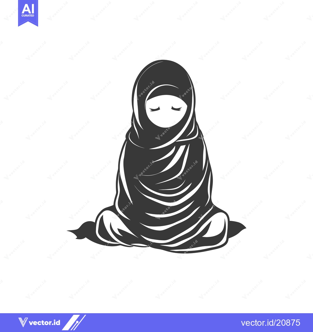 Premium Vector of A Woman in a Hijab Sitting in a Meditation Pose