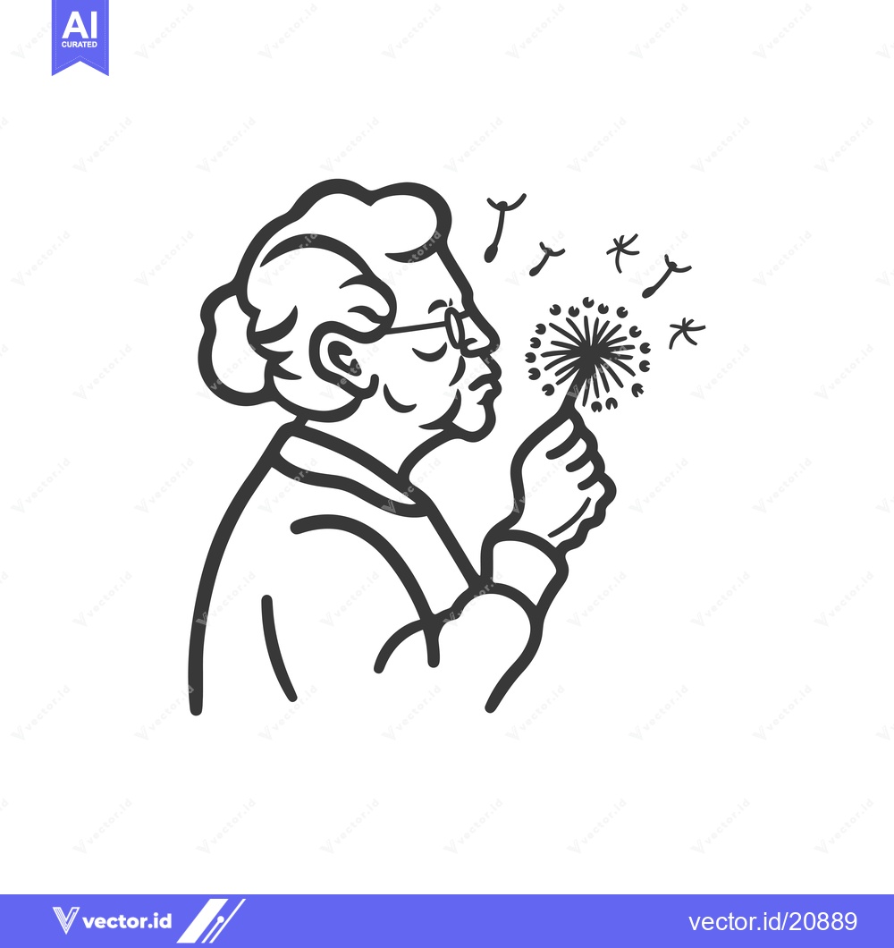 Premium Vector dari A woman in glasses blowing on a dandelion