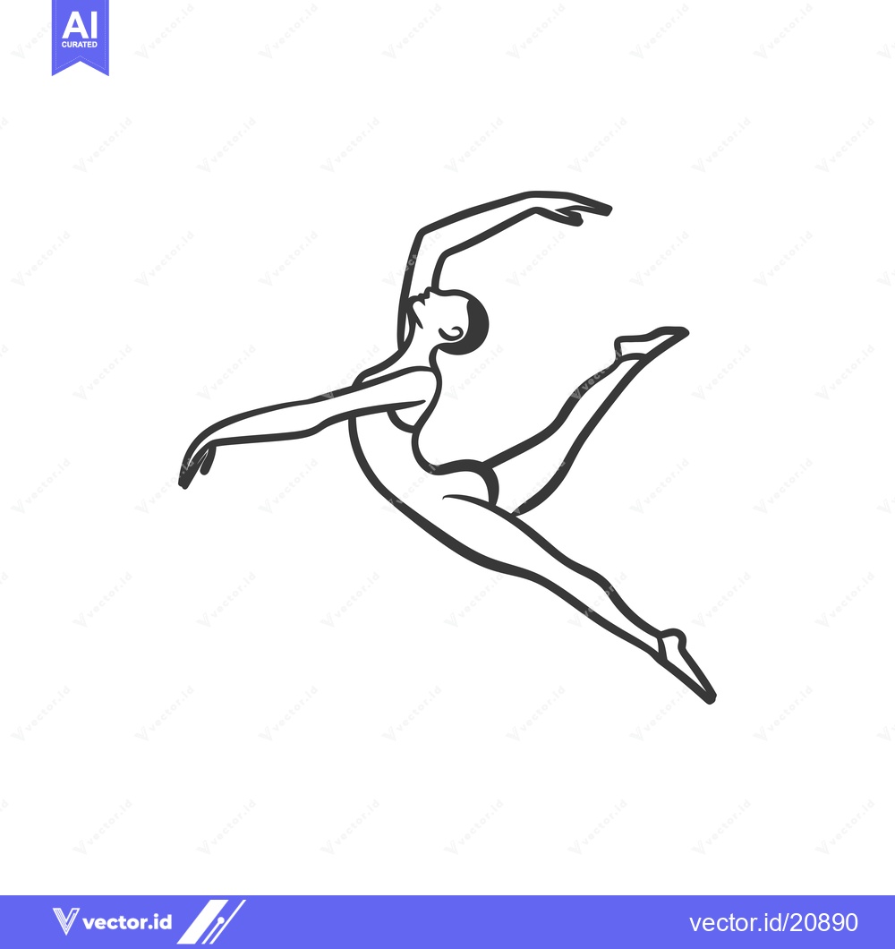 Premium Vector of A Woman In Mid-Air Performing A Ballet Leap