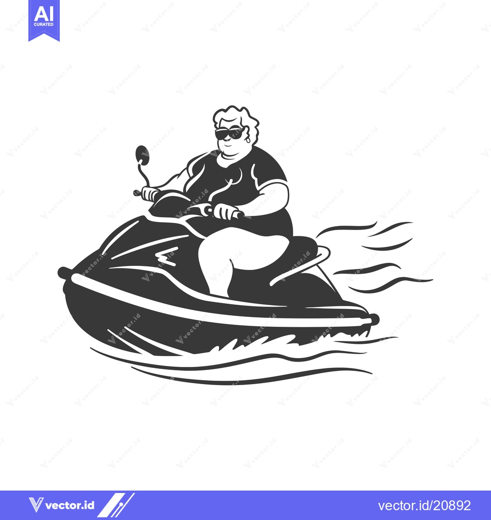 Premium Vector dari A woman in sunglasses driving a jet ski