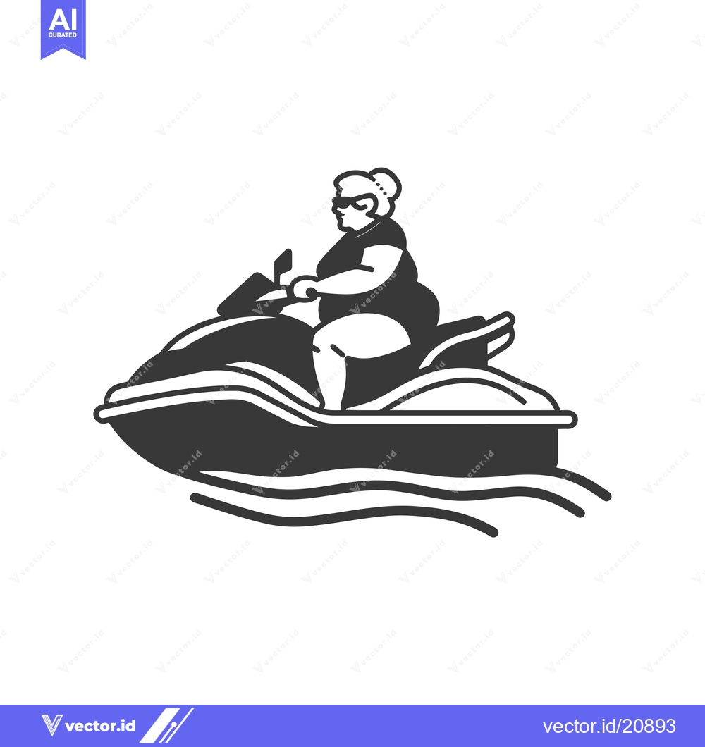 Premium Vector of A Woman in Sunglasses Riding a Jet Ski on Waves