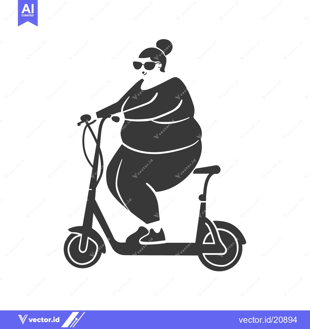 Premium Vector of A Woman in Sunglasses Riding an Electric Scooter