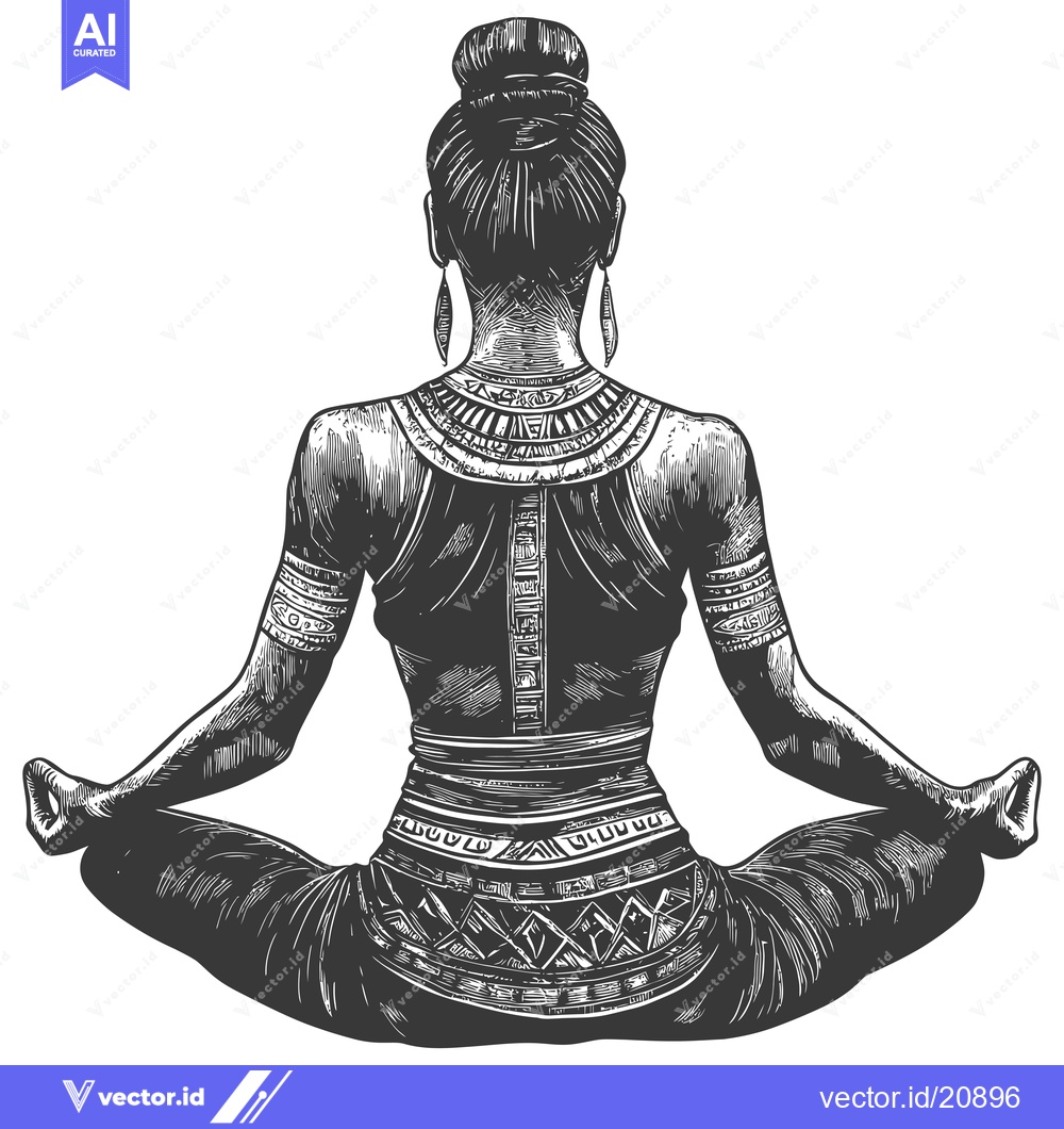 Premium Vector dari A Woman in Traditional Attire Sitting in a Yoga Pose