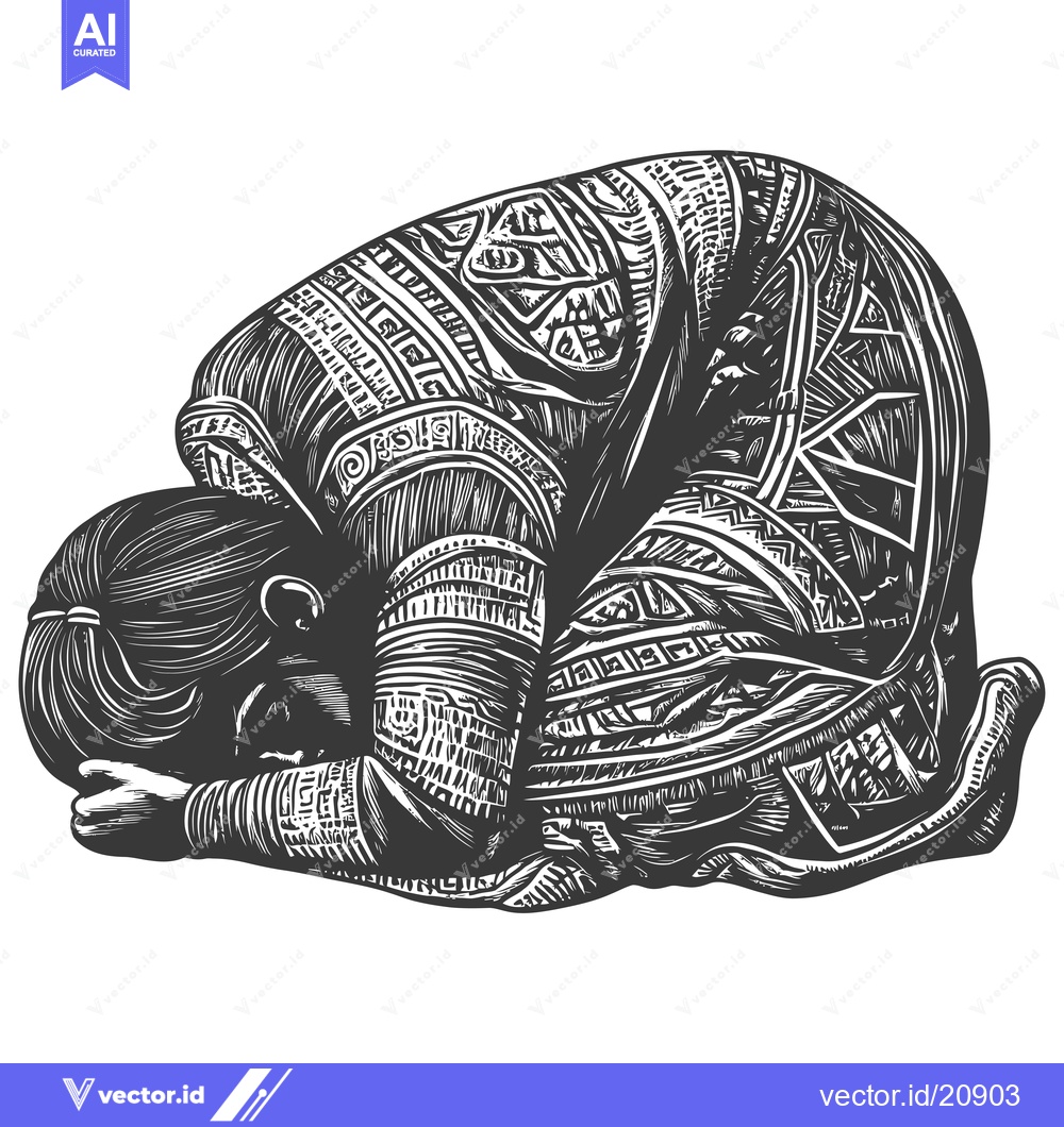 Premium Vector of A Woman in Traditional Clothing Performing a Bow