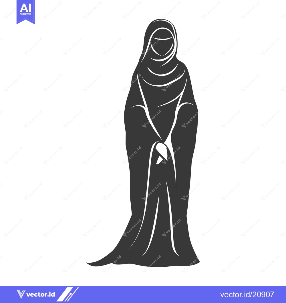 Premium Vector of A woman in traditional Islamic clothing, standing tall and proud