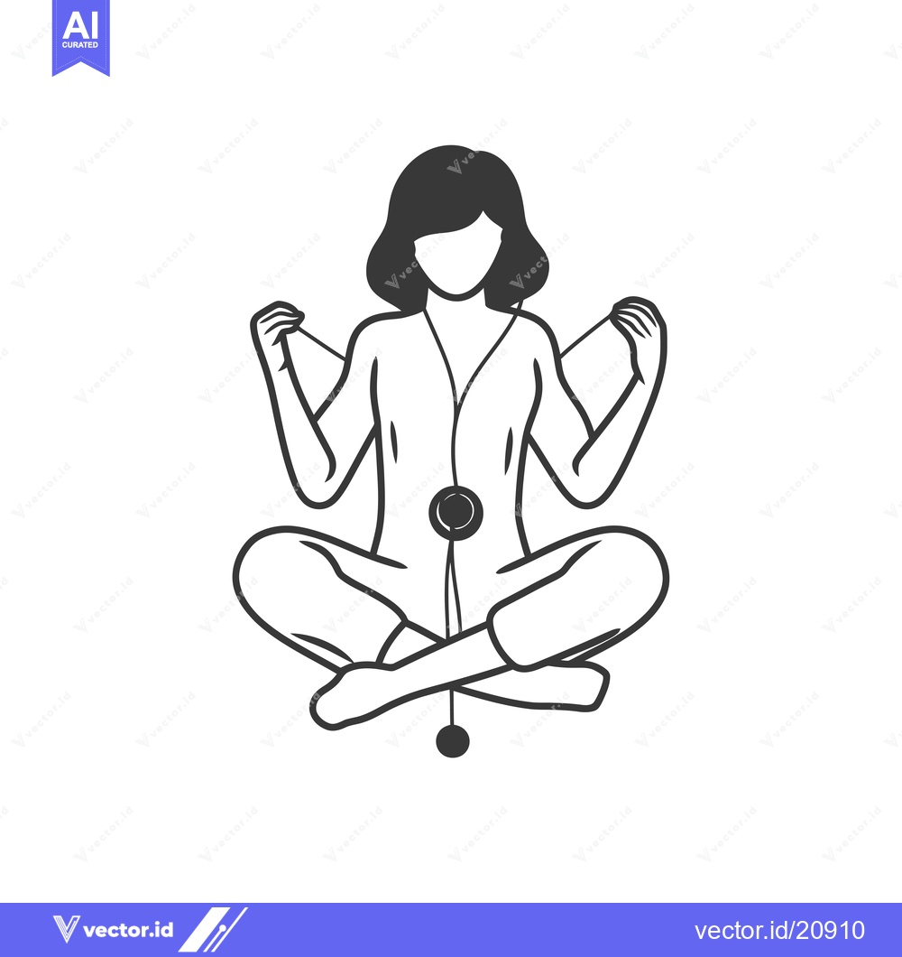 Premium Vector dari A woman meditating while holding a pendulum in her hands