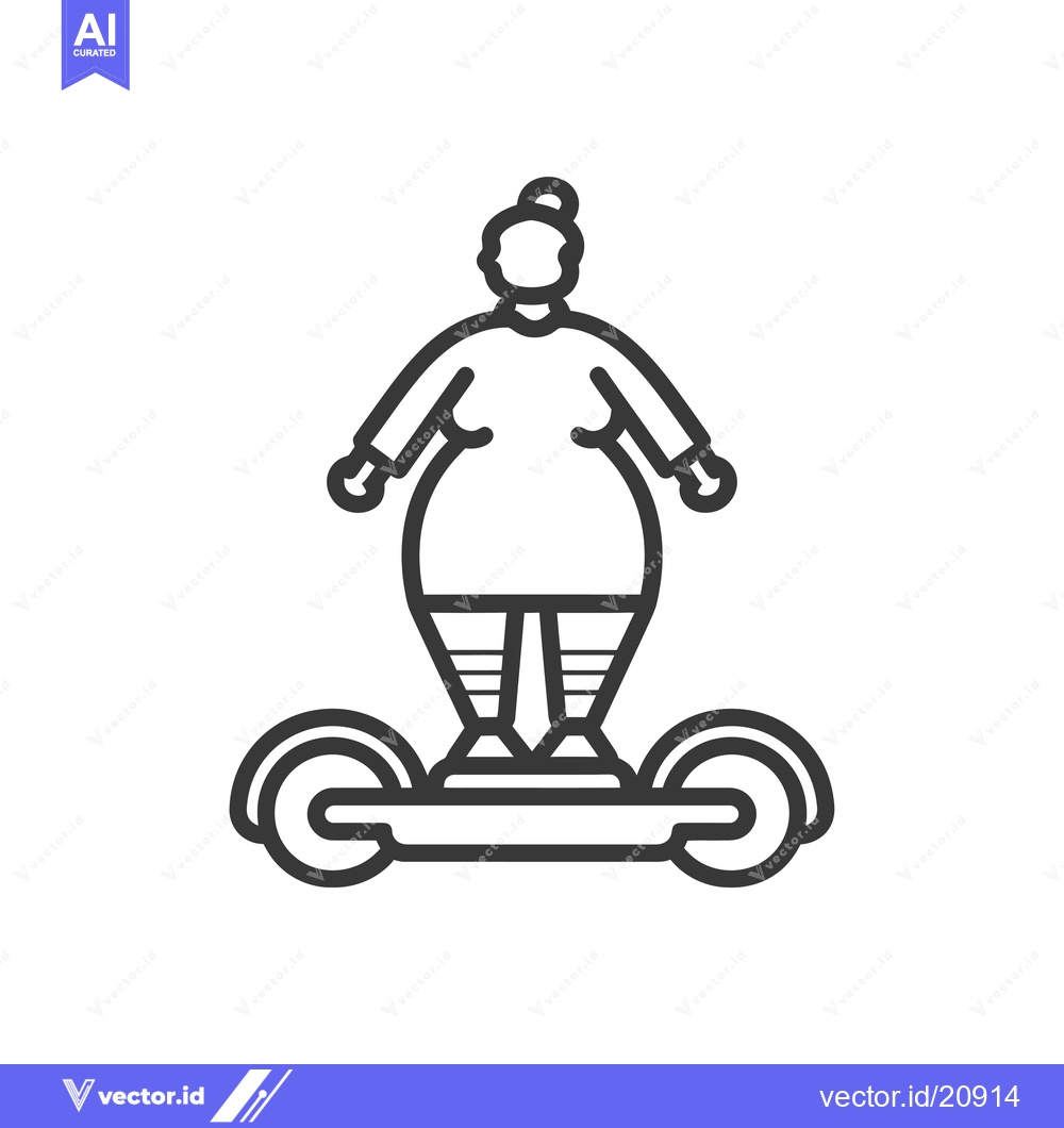 Premium Vector of A Woman Riding a Hoverboard With a Bun in Her Hair