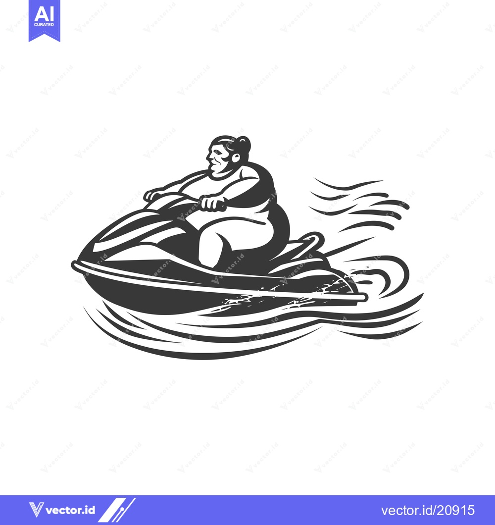 Premium Vector dari A woman riding a jet ski on a body of water