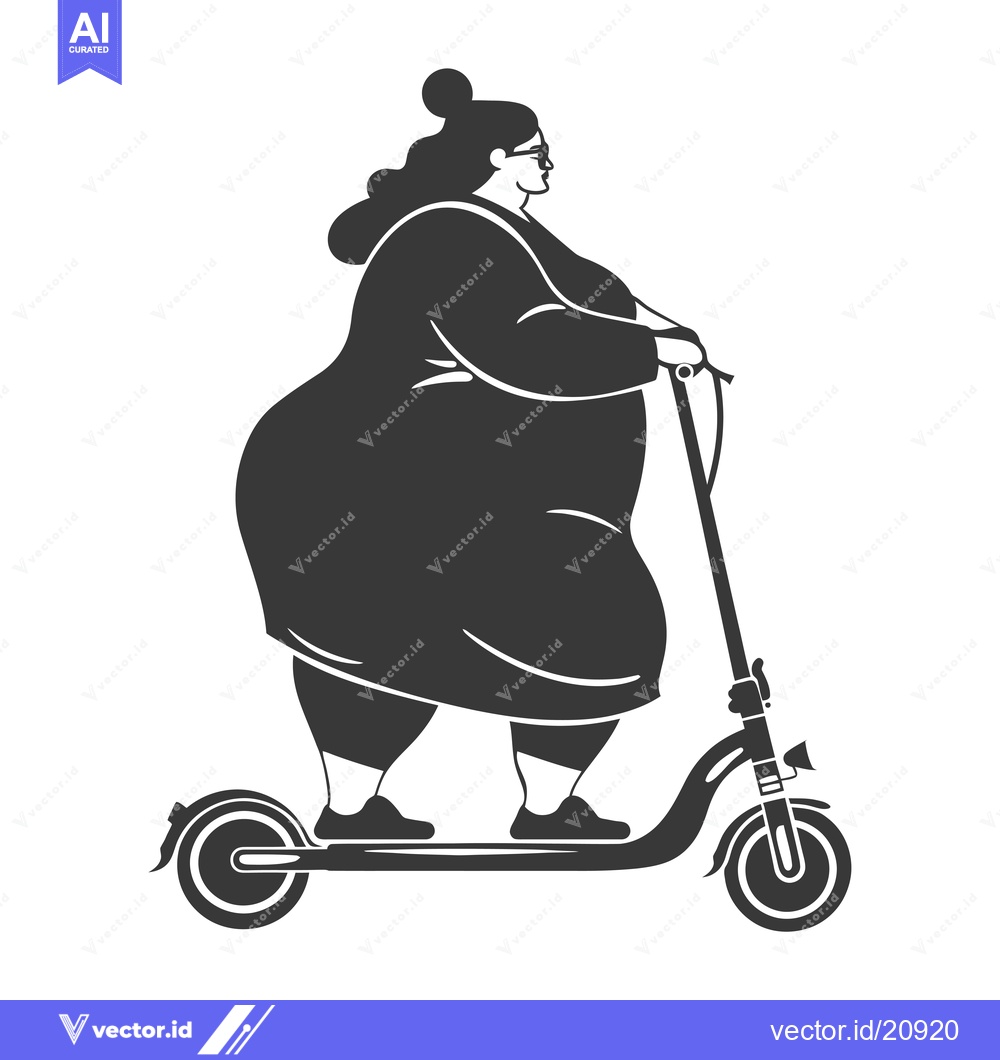Premium Vector of A woman riding an electric scooter in a dress with glasses