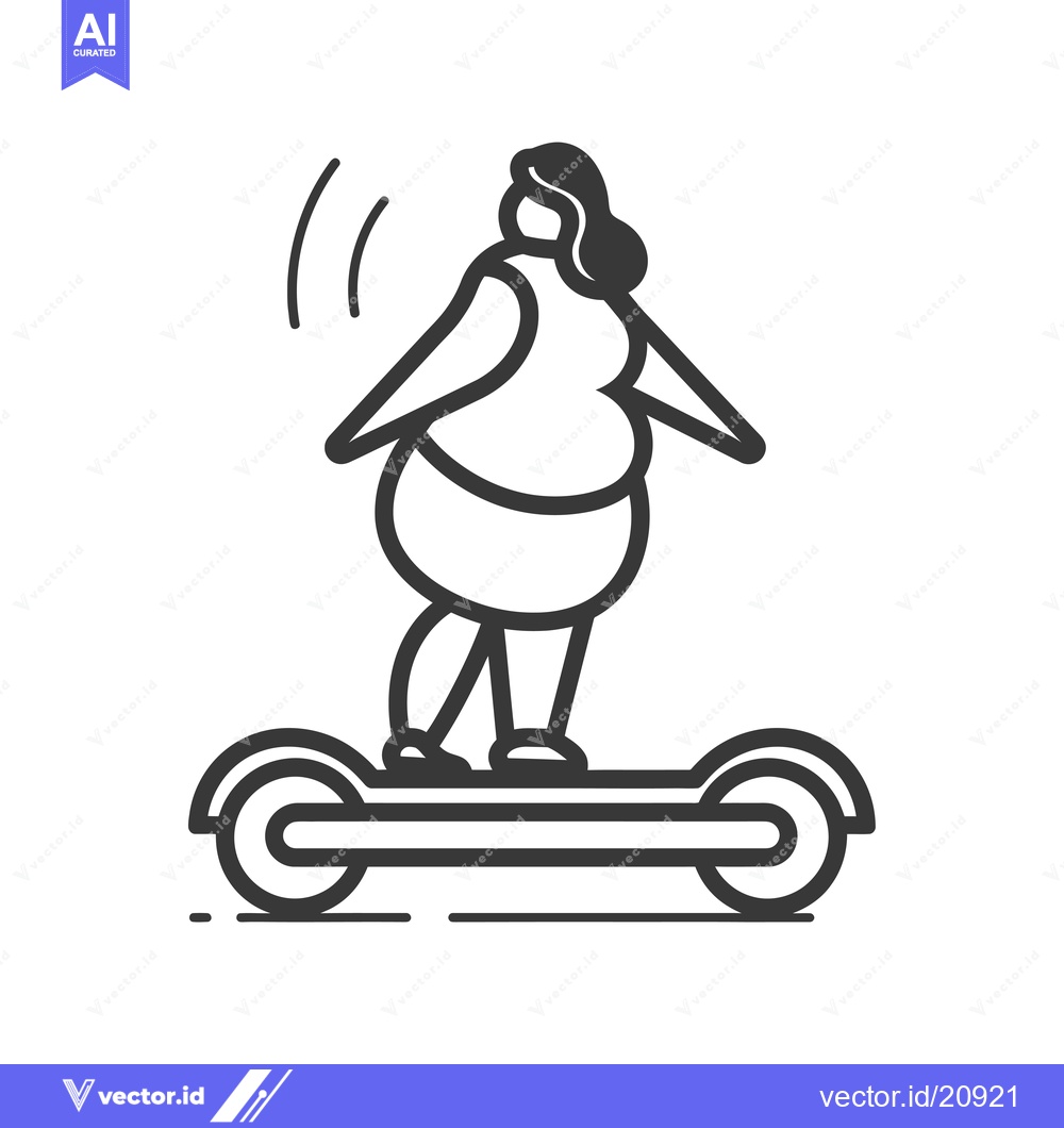 Premium Vector of A woman riding an electric scooter with a speed line