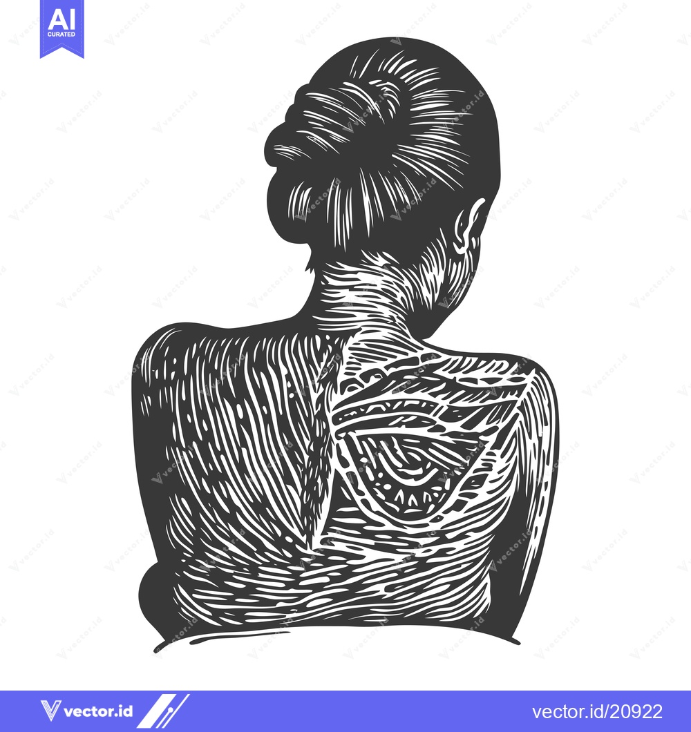 Premium Vector dari A Woman's Back with Intricate Patterned Skin