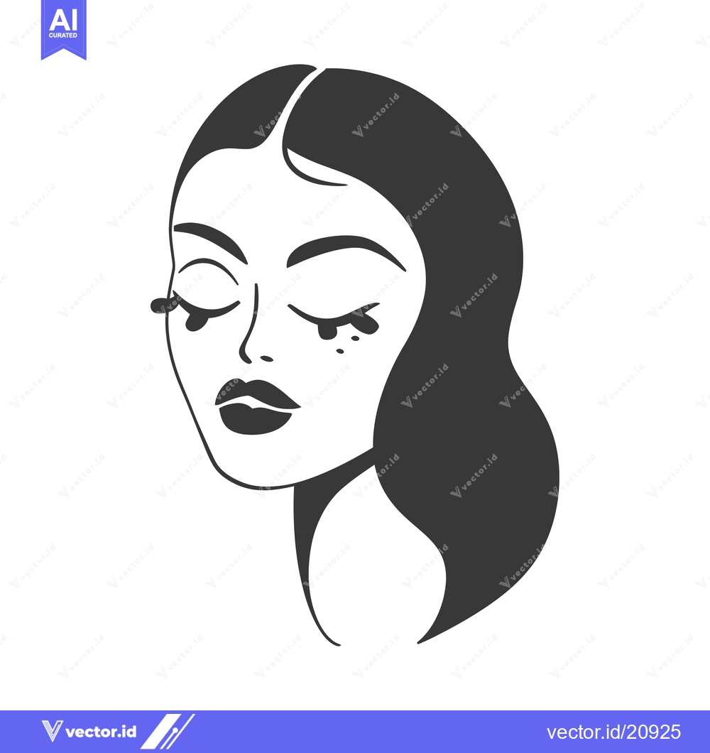 Premium Vector dari A Woman's Face with Closed Eyes and Long Hair