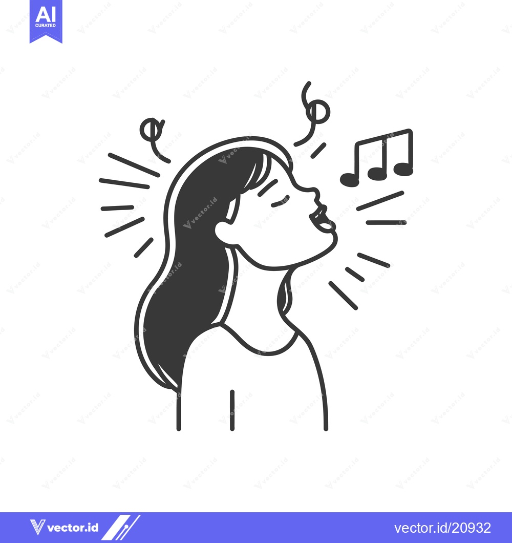 Premium Vector dari A Woman Singing with Musical Notes Above Her Head