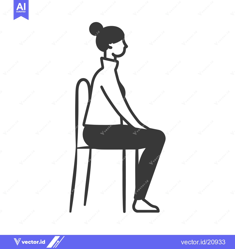 Premium Vector of A woman sits on a chair with her legs crossed.