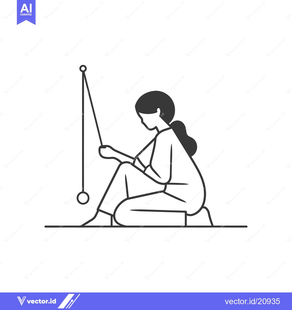 Premium Vector dari A woman sitting and playing with a pendulum