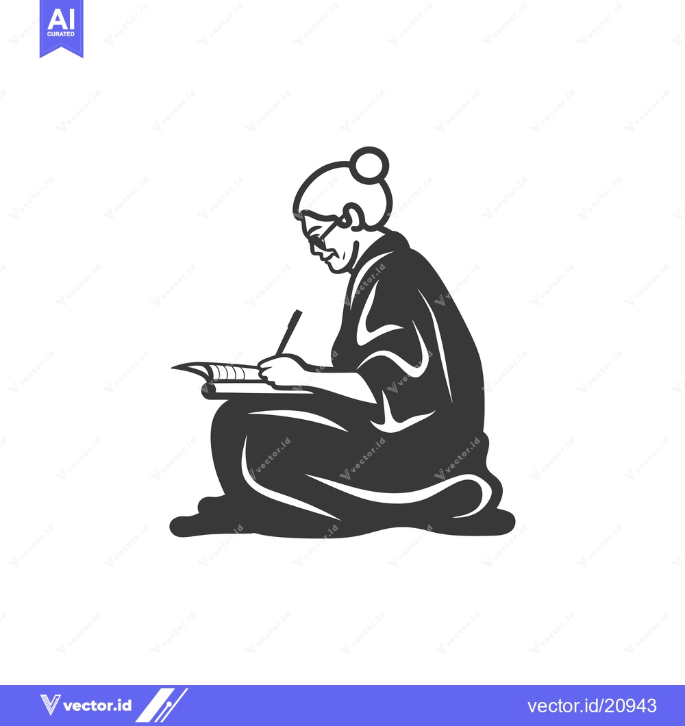 Premium Vector dari A Woman Sitting Cross-legged, Writing in a Notebook