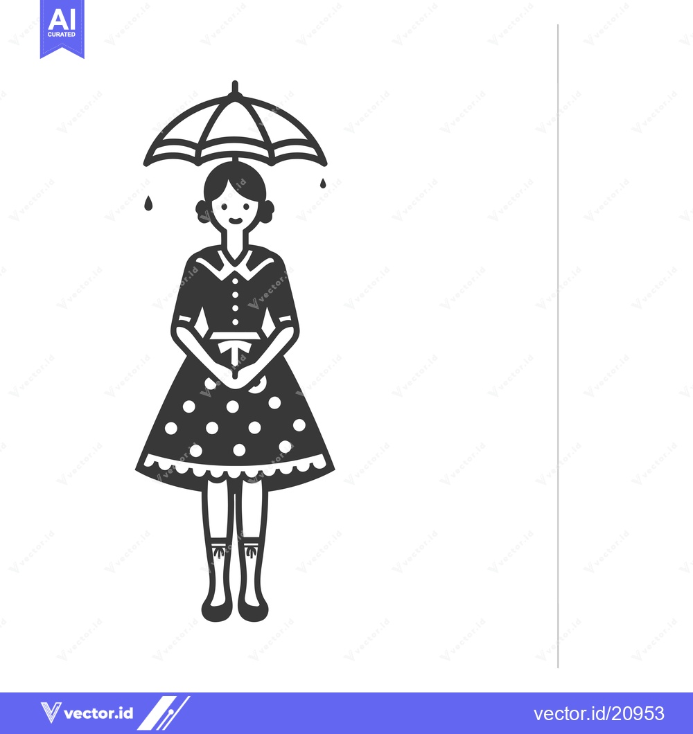 Premium Vector of A Woman Standing Under An Umbrella In The Rain