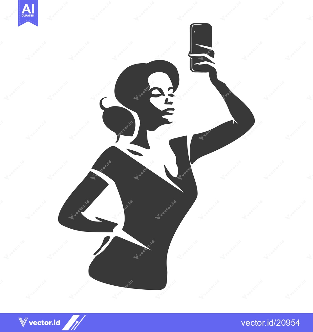 Premium Vector dari A woman taking a selfie with a smartphone
