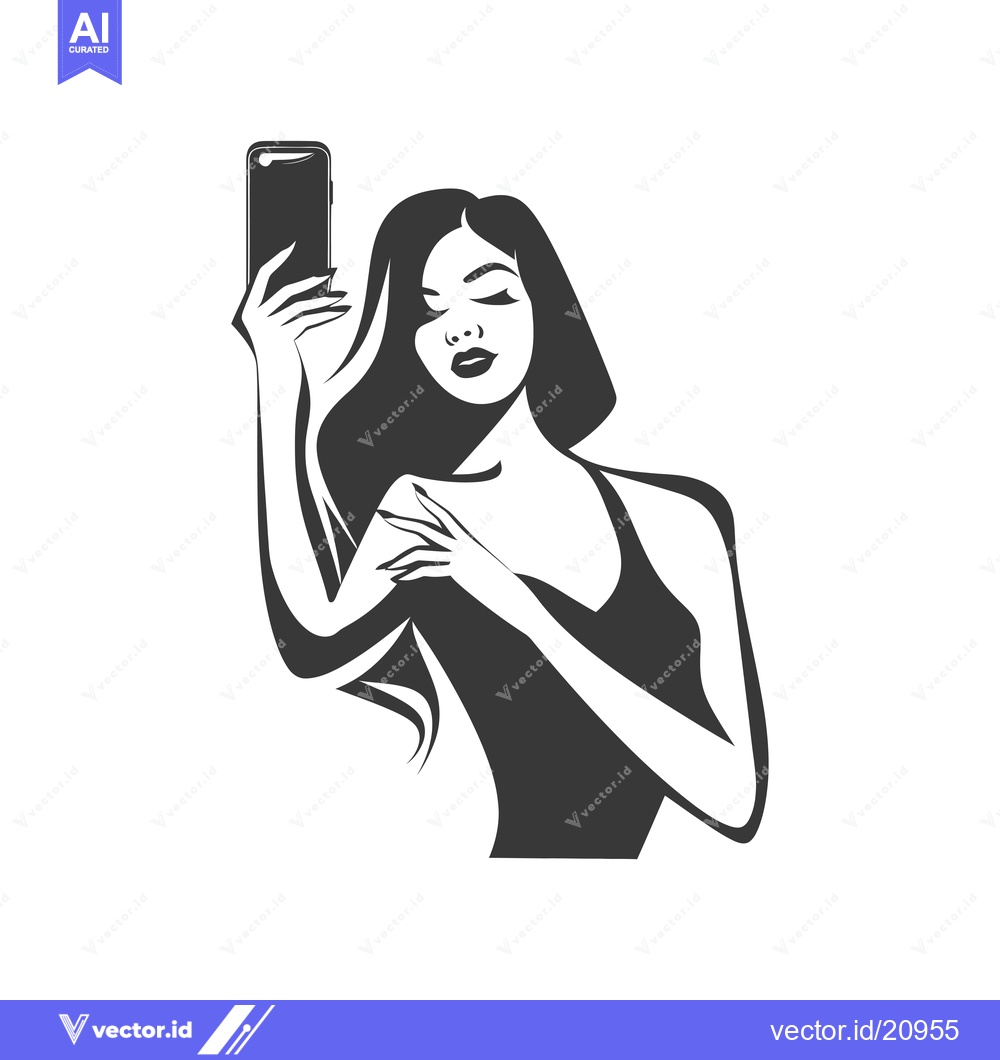 Premium Vector dari A Woman Taking a Selfie with a Smartphone