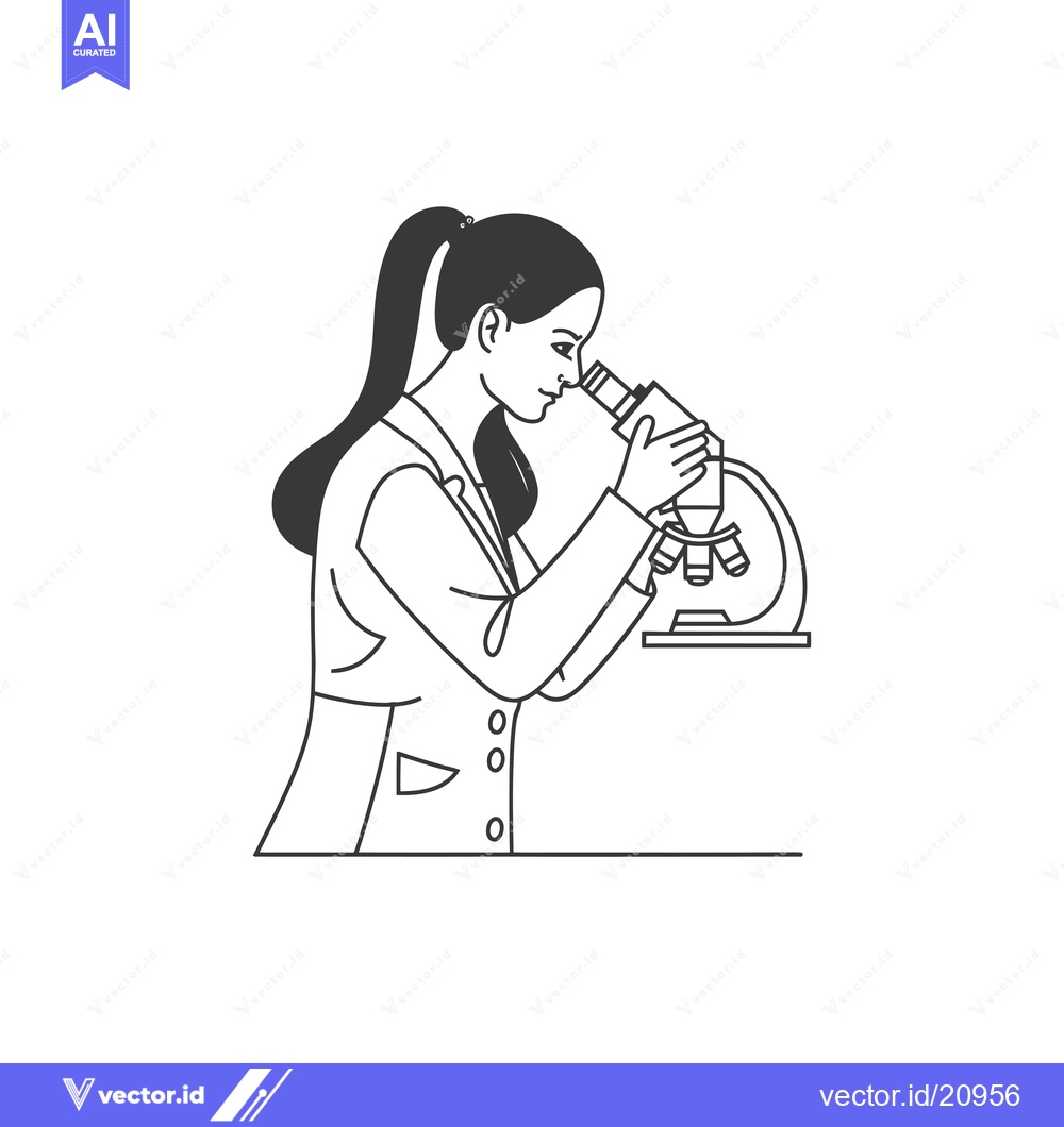 Premium Vector of A Woman Using a Microscope for Scientific Research