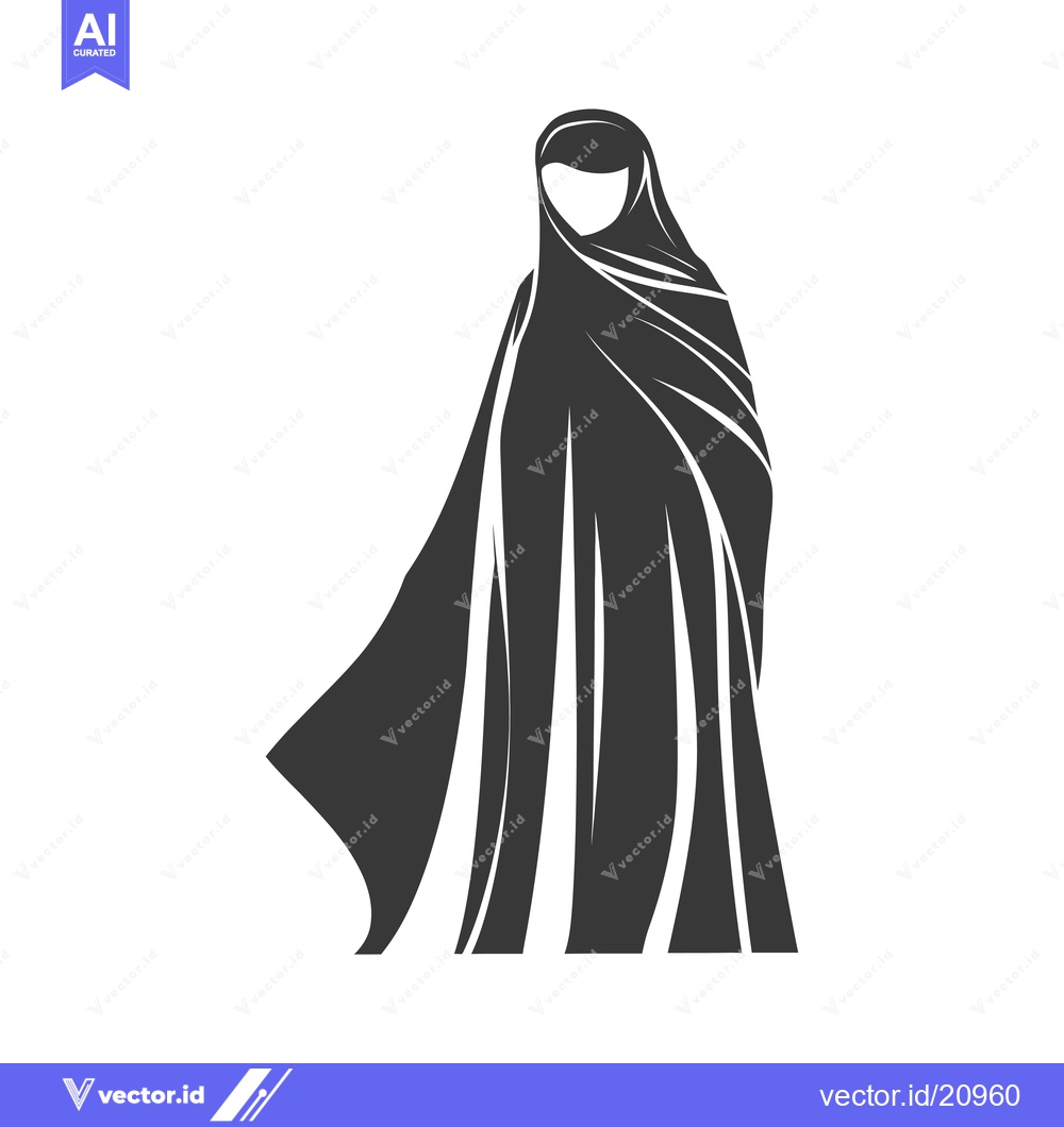Premium Vector of A woman wearing a black abaya and headscarf