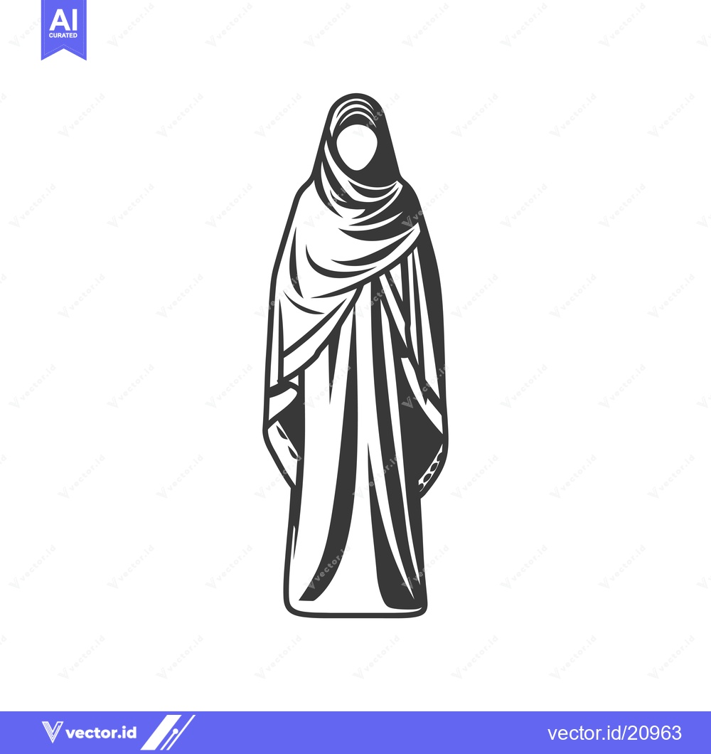 Premium Vector of A woman wearing a traditional headscarf and long robe