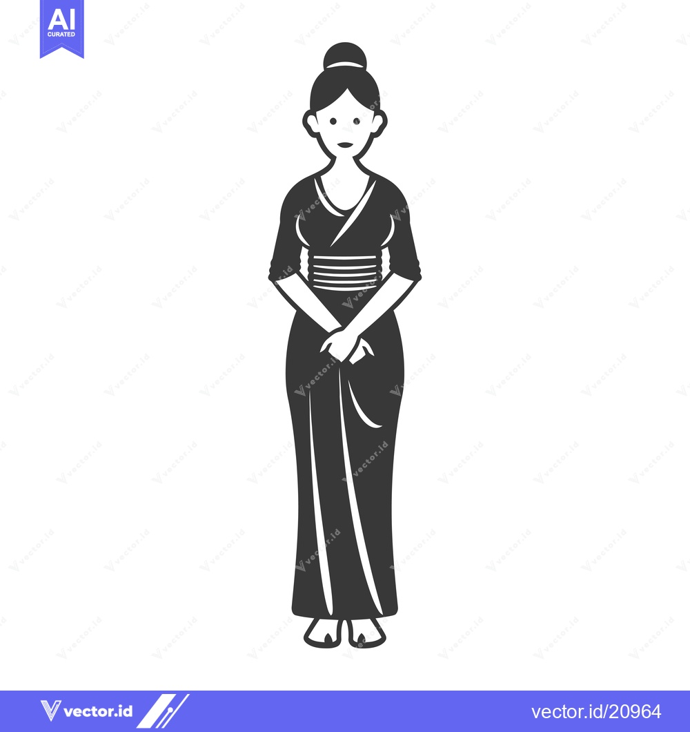 Premium Vector dari A woman wearing a traditional Japanese kimono and hair bun