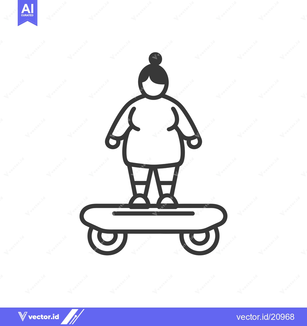 Premium Vector of A Woman with a Bun Riding a Skateboard