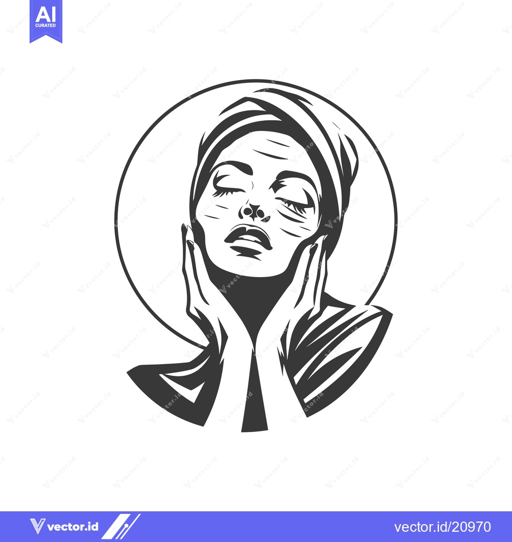 Premium Vector dari A Woman with Closed Eyes and Hands Holding Her Face