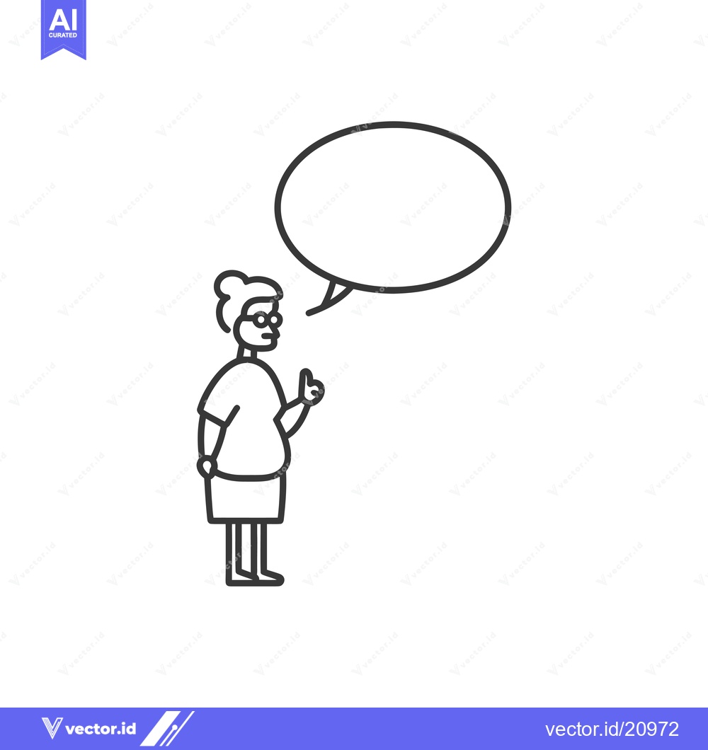 Premium Vector of A woman with glasses and a bun giving a thumbs up with a speech bubble