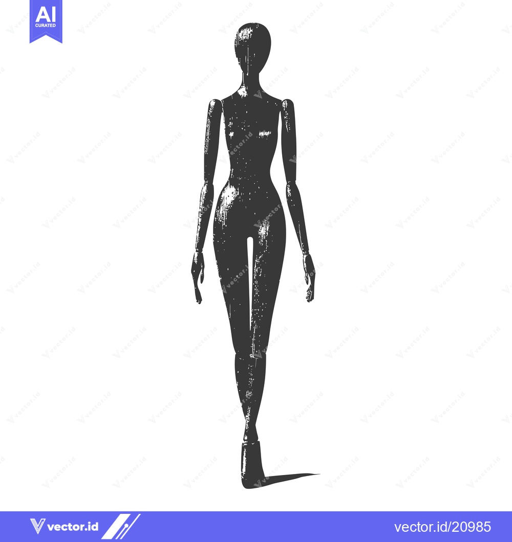 Premium Vector of A Wooden Mannequin Standing With a Shadow Below