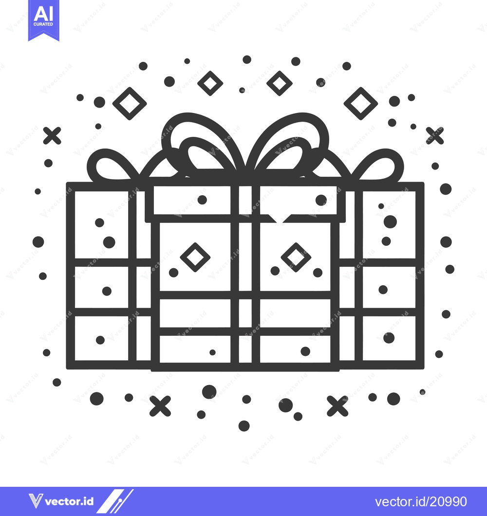 Premium Vector dari A Wrapped Gift Box with a Bow and Confetti