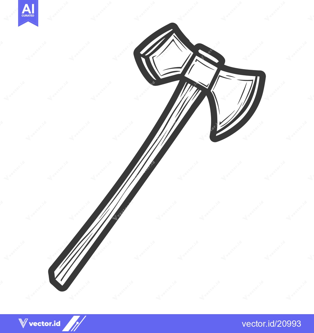 Premium Vector dari A black and white illustration of a double sided axe