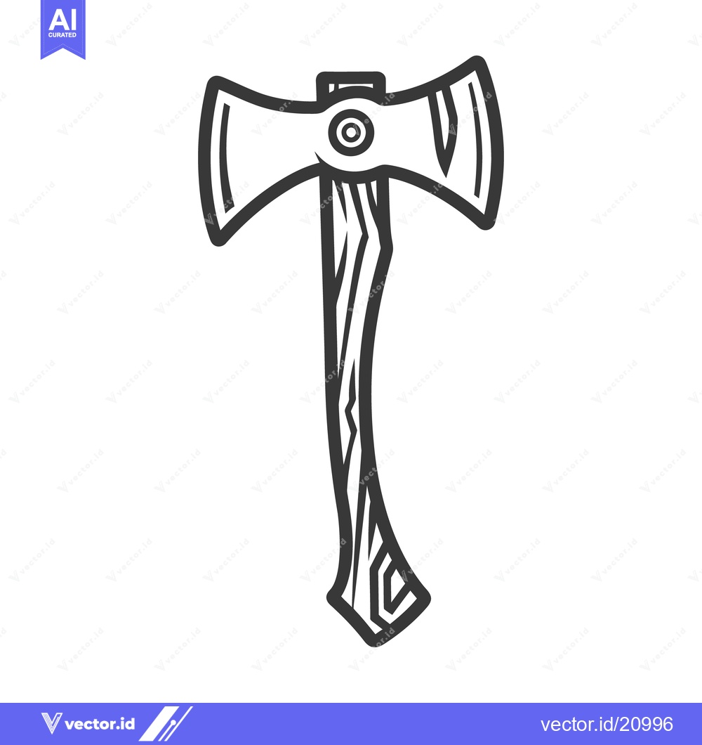 Premium Vector of An illustration of a double headed axe with wooden handle
