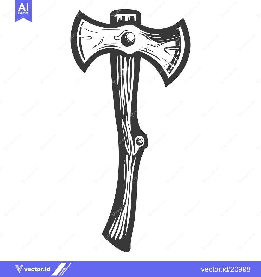 Premium Vector of A detailed artistic illustration of a double bladed axe