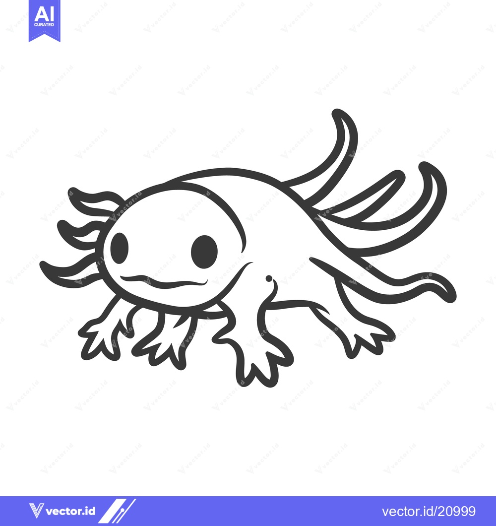 Premium Vector of An outlined cartoon drawing depicts an aquatic salamander creature