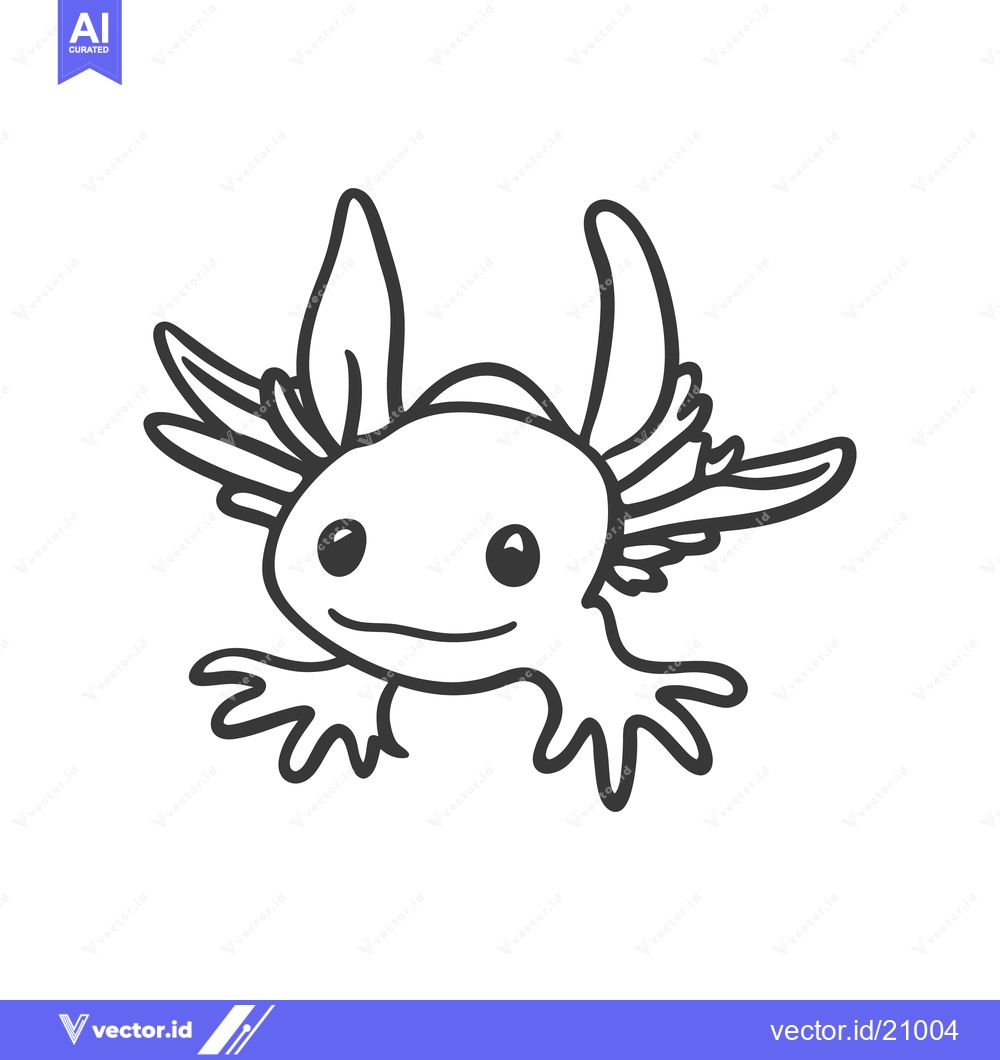 Premium Vector dari A friendly cartoon depiction of an adorable aquatic salamander creatur