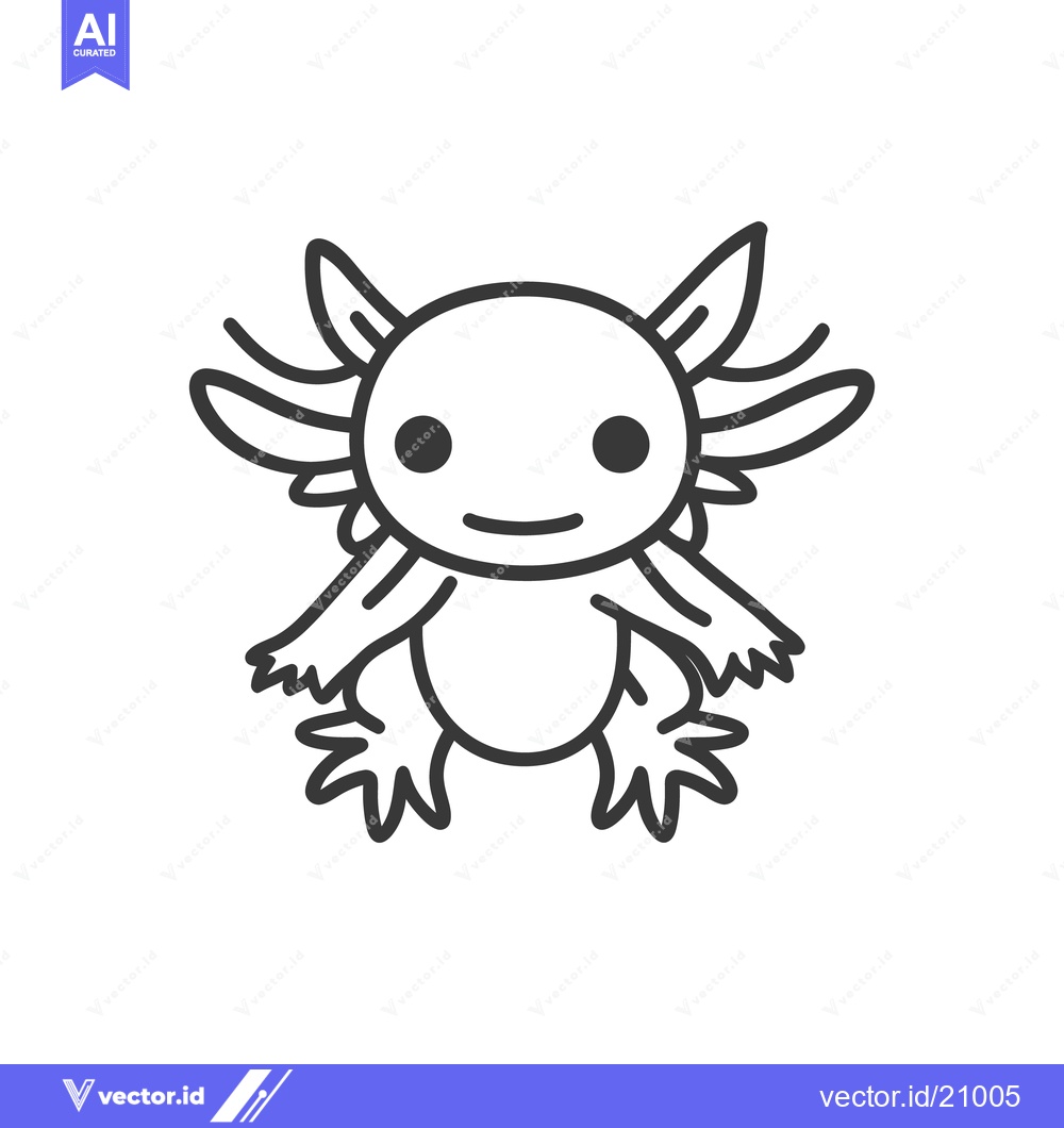 Premium Vector of A charming cartoon illustration of a smiling axolotl creature