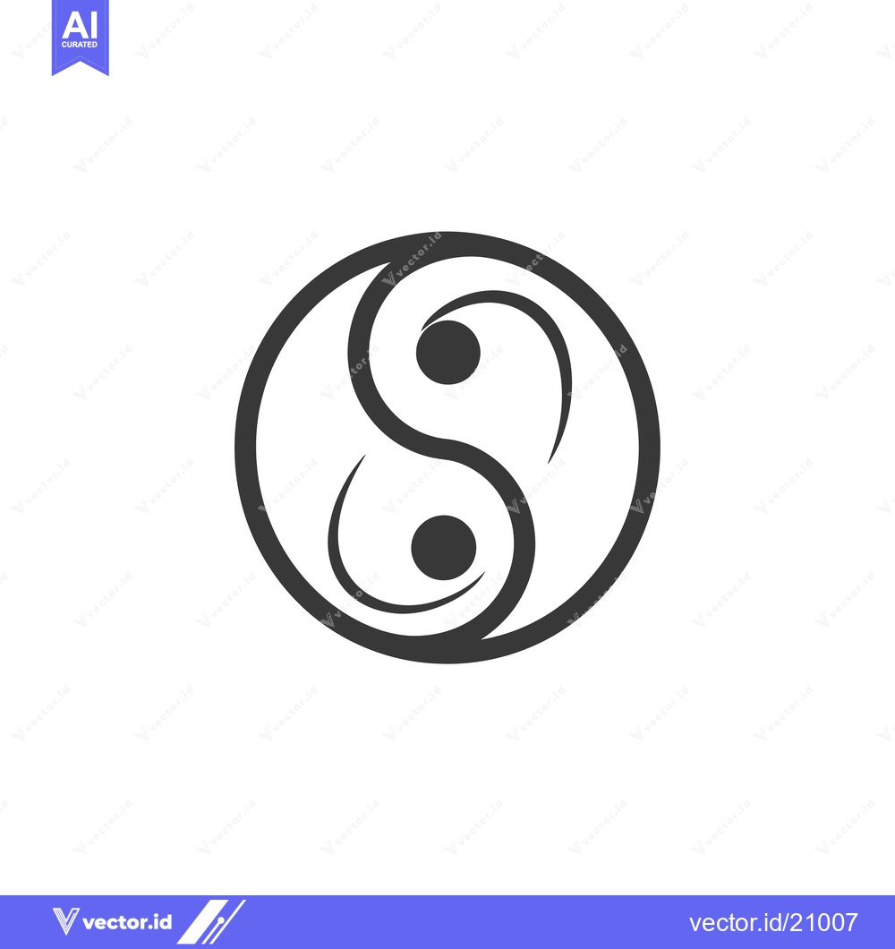 Premium Vector dari A Yin Yang symbol with a stylized swirl design and two black dots